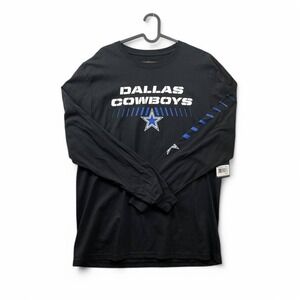 NFL‎ Team Graphic Long Sleeve Shirt Men Large Black Blue Logo Crew Neck